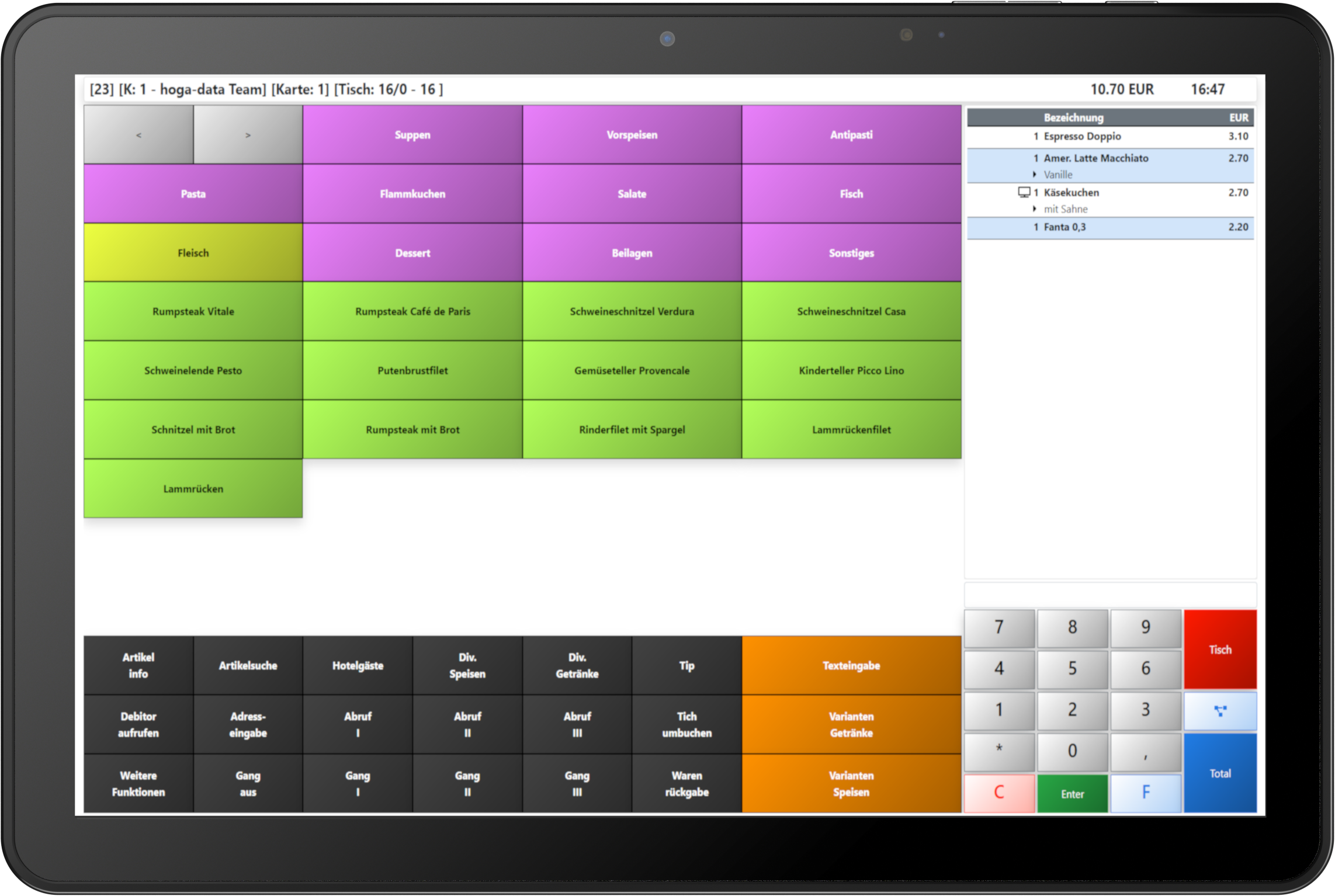 Tablet mit XENIA KAssensoftware